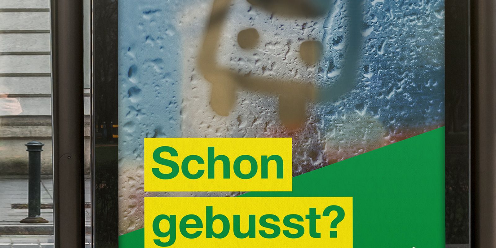 Ausschnitt City-Light-Poster „Schon gebusst?“ für den neuen Reutlinger Nahverkehr