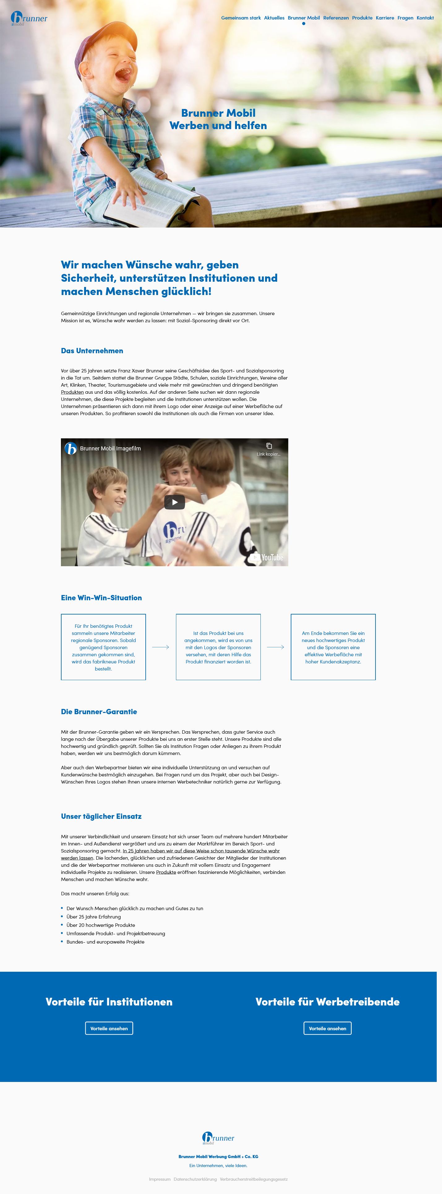 Screenshot von der gesamten Webseite von Brunner Mobil