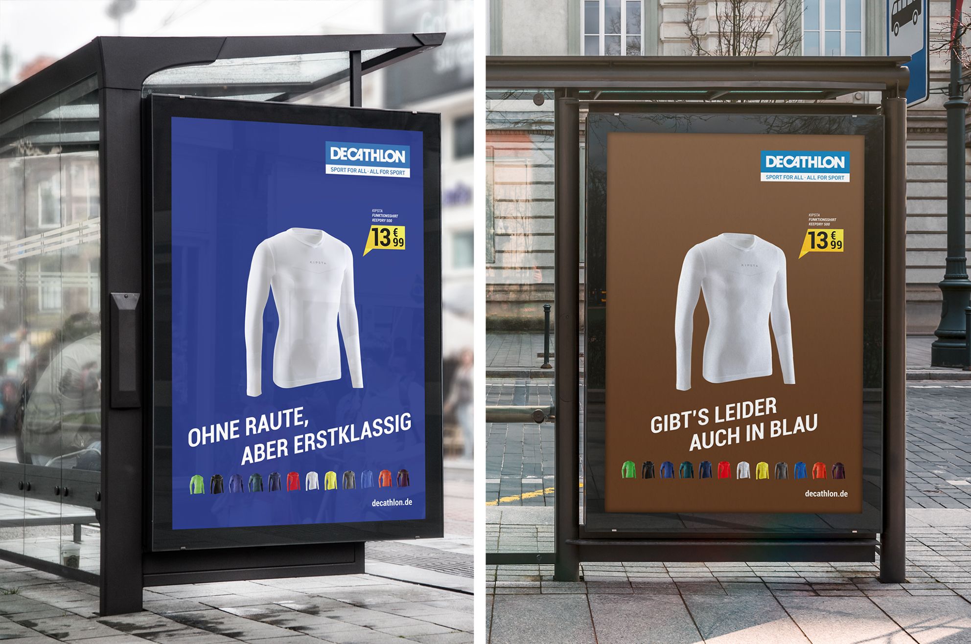 Zwei City-Light-Poster der neuen Keepdry-Kampagne in Hamburg.