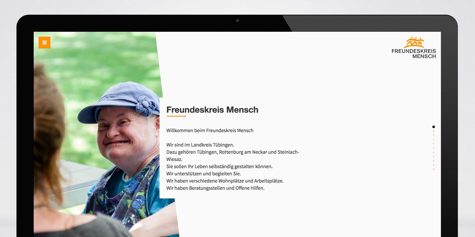 Screenshot der Webseite von Frendeskreis Mensch