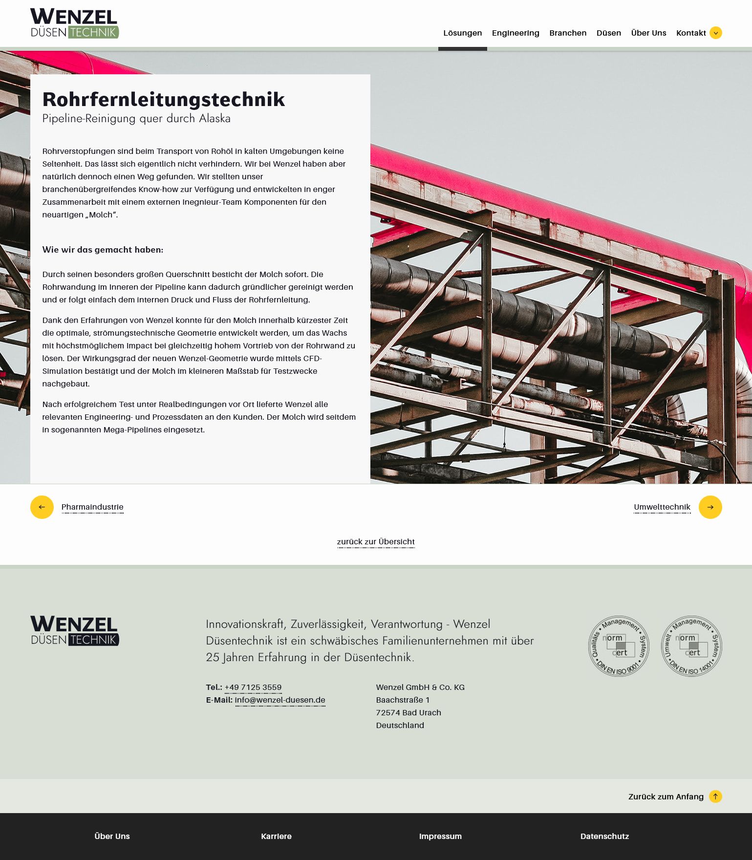 Wenzel Rohrfernleitungstechnik Webseite