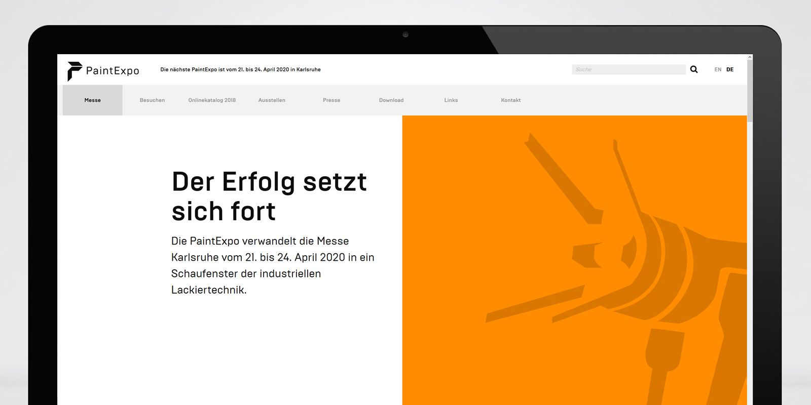 Screenshot von der Webseite von PaintExpo