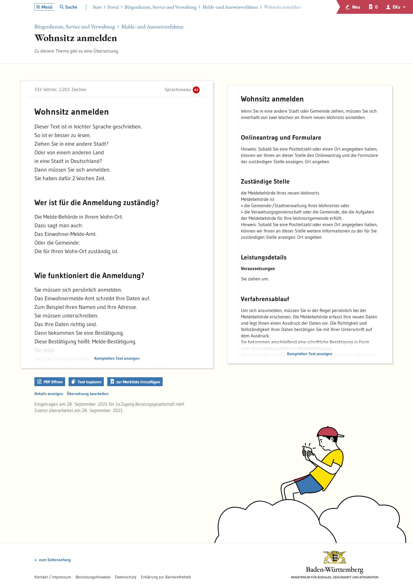 Backend des Portals leichte Sprache